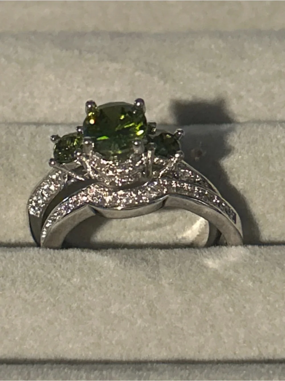 Sterling Silver Peridot Three-Stone Ring